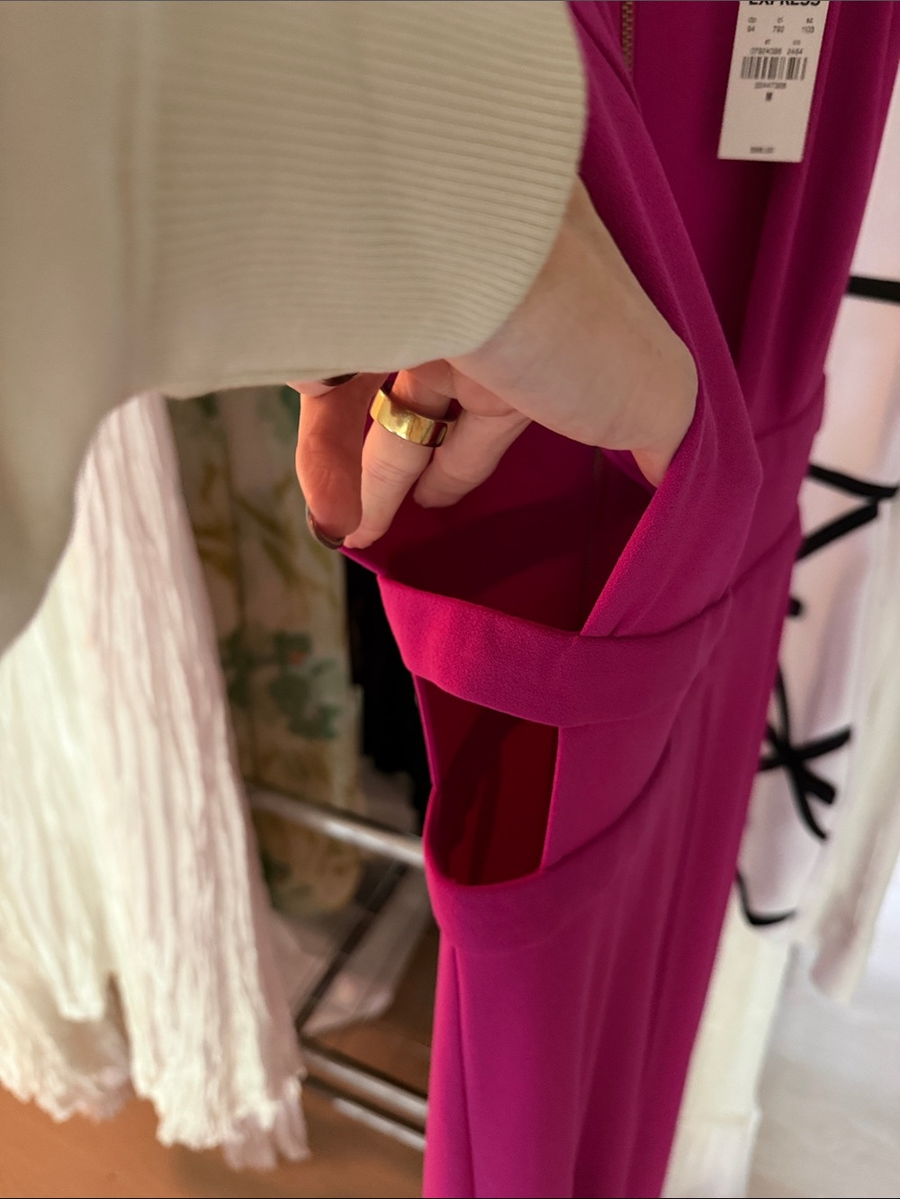 Express Magenta Cutout Wide-Leg Jumpsuit - Picture 3 of 4